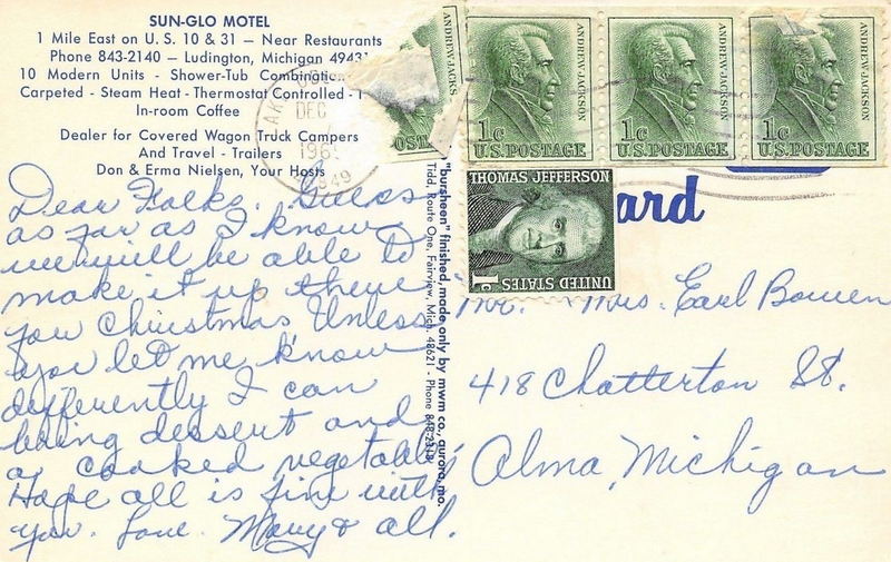 Sun-Glo Motel - Old Postcard